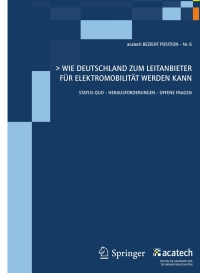 Omslagafbeelding: Wie Deutschland zum Leitanbieter für Elektromobilität werden kann 1st edition 9783642138287