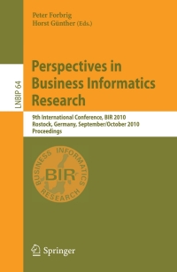Cover image: Perspectives in Business Informatics Research 1st edition 9783642161001