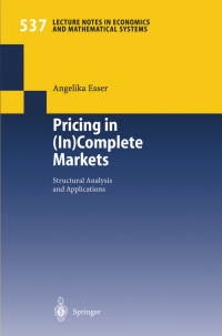 Cover image: Pricing in (In)Complete Markets 9783540208174