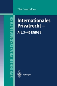 Cover image: Internationales Privatrecht — Art. 3–46 EGBGB 9783540407126