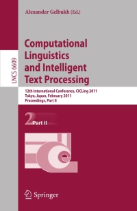 Imagen de portada: Computational Linguistics and Intelligent Text Processing 1st edition 9783642194368