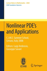Imagen de portada: Nonlinear PDE’s and Applications 9783642217180