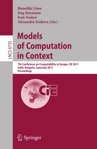 صورة الغلاف: Models of Computation in Context 9783642218743
