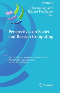 Cover image: Perspectives on Soviet and Russian Computing 9783642228155