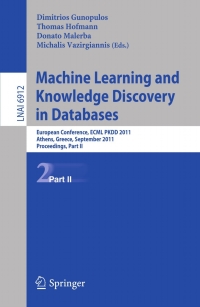 Imagen de portada: Machine Learning and Knowledge Discovery in Databases, Part II 1st edition 9783642237829