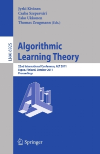 Imagen de portada: Algorithmic Learning Theory 1st edition 9783642244117