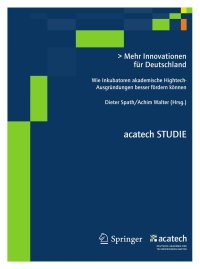 Omslagafbeelding: Mehr Innovationen für Deutschland 1st edition 9783642245329