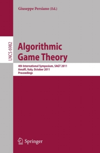 Cover image: Algorithmic Game Theory 1st edition 9783642248283