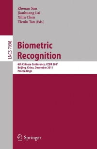 Cover image: Biometric Recognition 1st edition 9783642254482