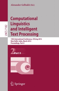 Cover image: Computational Linguistics and Intelligent Text Processing 1st edition 9783642286001