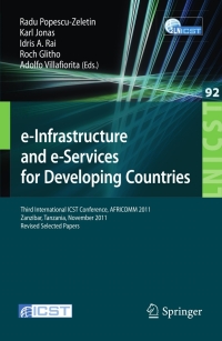 Imagen de portada: e-Infrastructure and e-Services for Developing Countries 1st edition 9783642290923