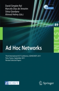 Immagine di copertina: Ad Hoc Networks 1st edition 9783642290954