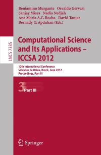 Cover image: Computational Science and Its Applications -- ICCSA 2012 1st edition 9783642311369