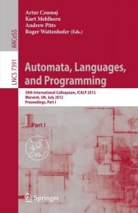 Cover image: Automata, Languages, and Programming 1st edition 9783642315930