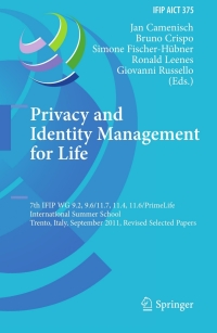Cover image: Privacy and Identity Management for Life 1st edition 9783642316678