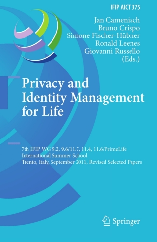 Titelbild: Privacy and Identity Management for Life 1st edition 9783642316678