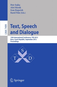 Cover image: Text, Speech and Dialogue 1st edition 9783642327896