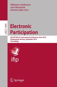 Imagen de portada: Electronic Participation 1st edition 9783642332494
