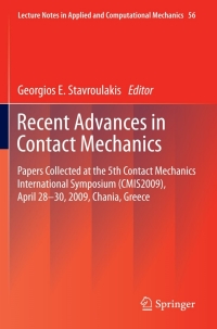 Cover image: Recent Advances in Contact Mechanics 9783642339677