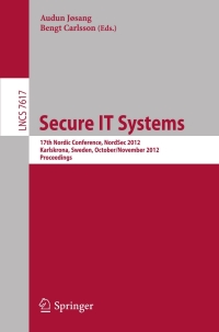 Imagen de portada: Secure IT Systems 1st edition 9783642342097