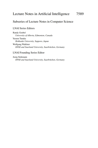 Cover image: Advances in Artificial Intelligence - SBIA 2012 1st edition 9783642344589