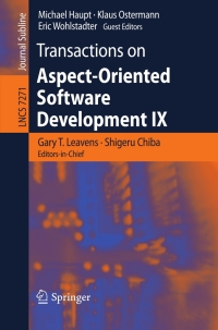 Cover image: Transactions on Aspect-Oriented Software Development IX 9783642355509