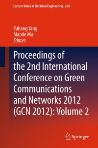 Imagen de portada: Proceedings of the 2nd International Conference on Green Communications and Networks 2012 (GCN 2012): Volume 2 9783642355660