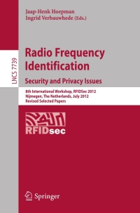 Omslagafbeelding: Radio Frequency Identification: Security and Privacy Issues 9783642361395