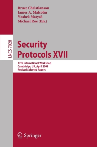 Cover image: Security Protocols XVII 9783642362125