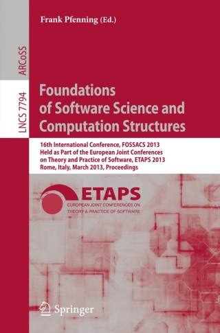 Cover image: Foundations of Software Science and Computation Structures 9783642370748