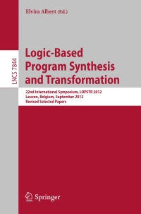 Imagen de portada: Logic-Based Program Synthesis and Transformation 9783642381966