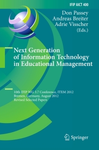 Cover image: Next Generation of Information Technology in Educational Management 9783642384103