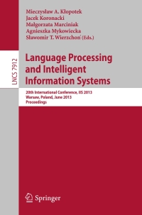 Imagen de portada: Language Processing and Intelligent Information Systems 9783642386336