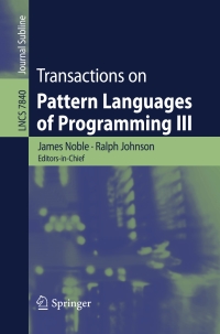 Cover image: Transactions on Pattern Languages of Programming III 9783642386756