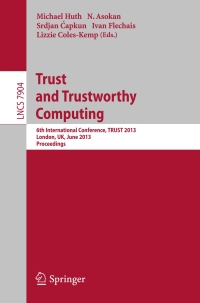 表紙画像: Trust and Trustworthy Computing 9783642389078