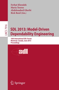 Cover image: SDL 2013: Model Driven Dependability Engineering 9783642389108