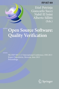 Cover image: Open Source Software: Quality Verification 9783642389276
