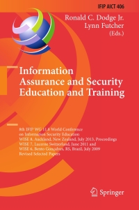 Cover image: Information Assurance and Security Education and Training 9783642393761