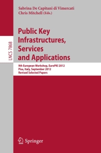 Imagen de portada: Public Key Infrastructures, Services and Applications 9783642400117