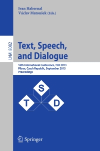 Cover image: Text, Speech, and Dialogue 9783642405846