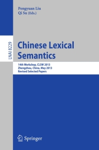 Cover image: Chinese Lexical Semantics 9783642451843