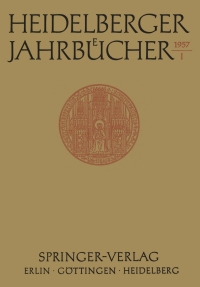 Cover image: Heidelberger Jahrbücher 9783540021797