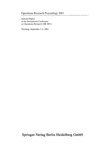 Imagen de portada: Operations Research Proceedings 2001 1st edition 9783540433446