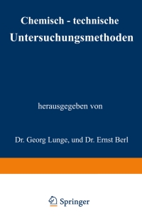 Cover image: Chemisch-technische Untersuchungsmethoden 9783642505409