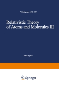 Cover image: Relativistic Theory of Atoms and Molecules III 9783540413981