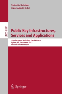 Cover image: Public Key Infrastructures, Services and Applications 9783642539961