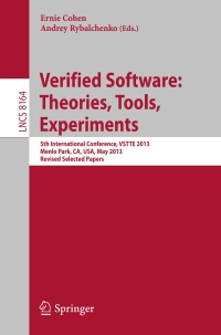 Cover image: Verified Software: Theorie, Tools, Experiments 9783642541070
