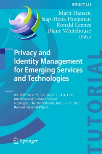 Cover image: Privacy and Identity Management for Emerging Services and Technologies 9783642551369