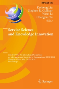 Cover image: Service Science and Knowledge Innovation 9783642553547