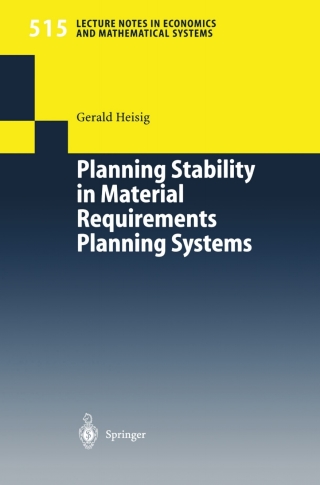 Cover image: Planning Stability in Material Requirements Planning Systems 9783540430155